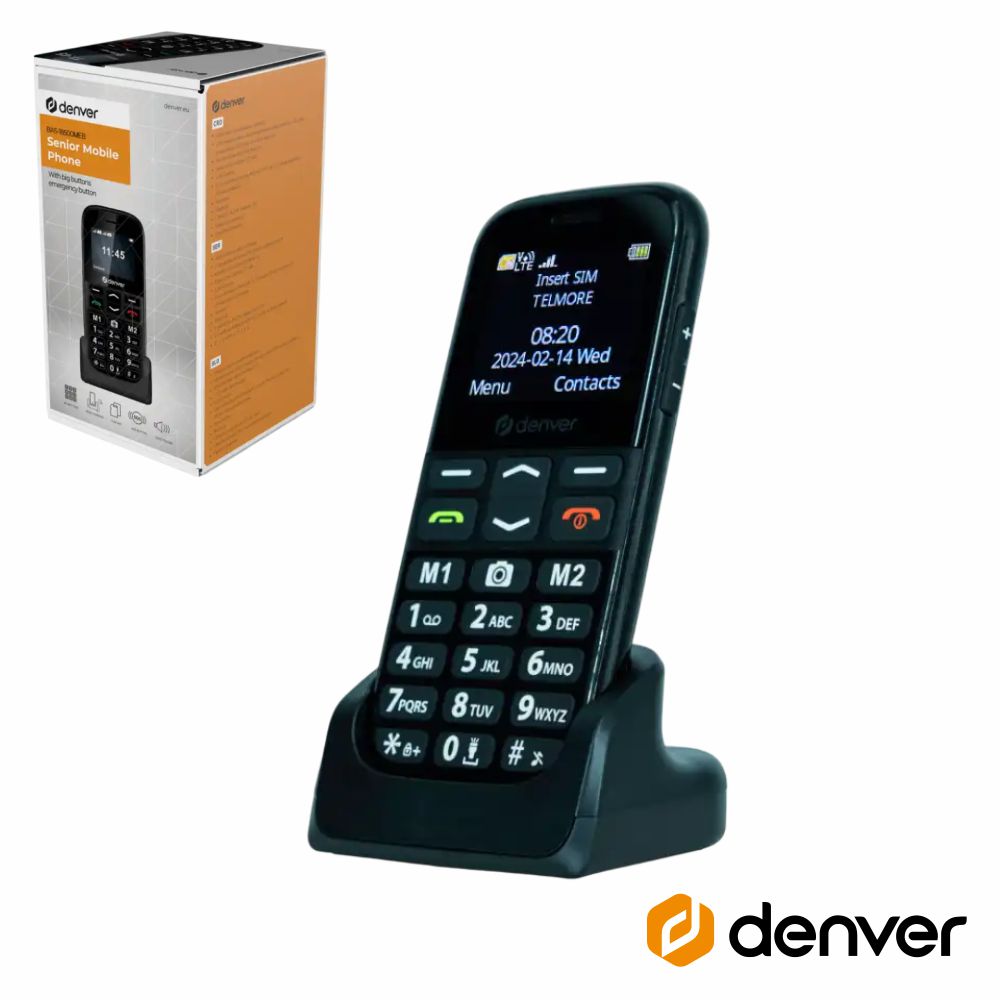 Telemóvel P/ Séniores 1.77" Sos Fm Preto Denver - Tauu.pt