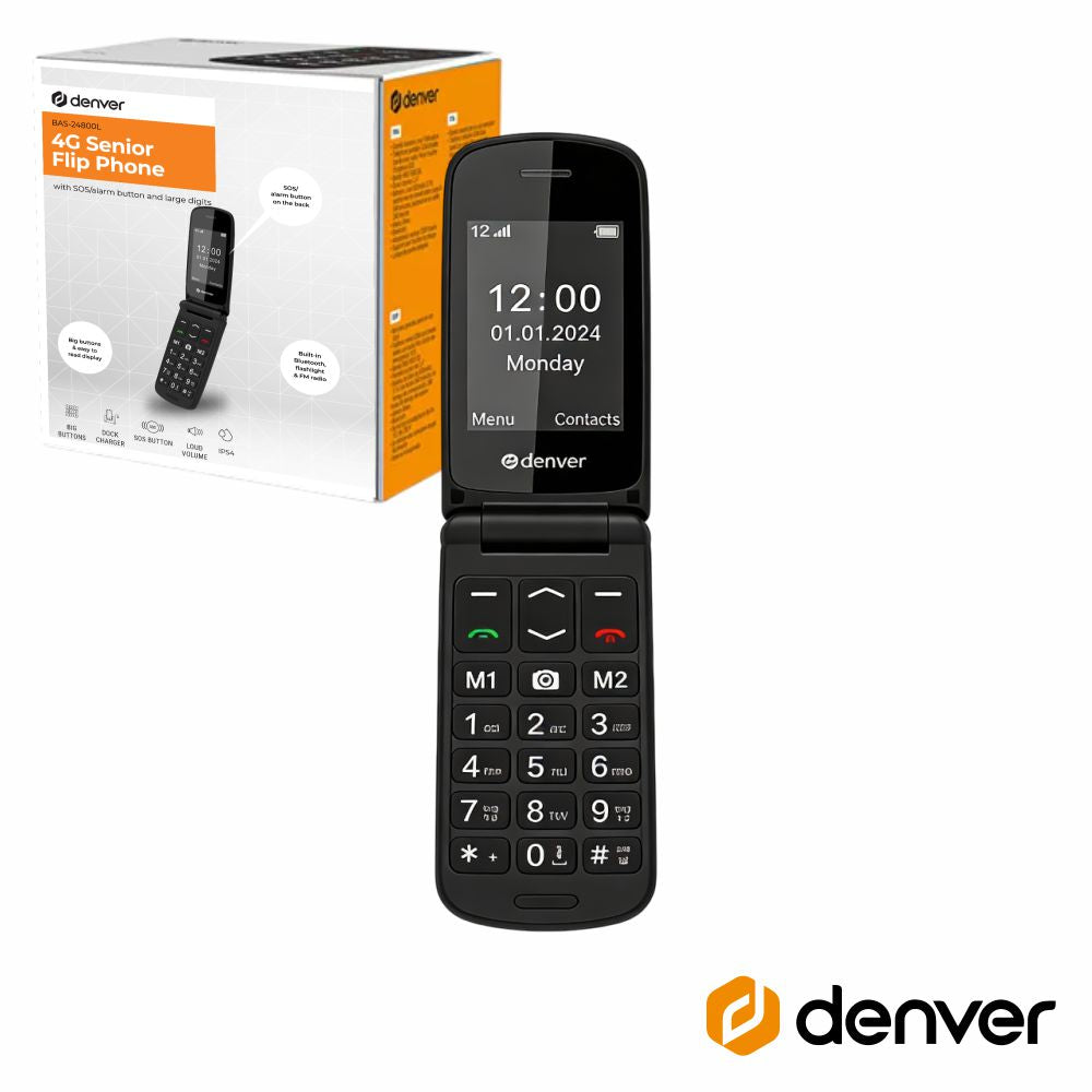 Telemóvel P/ Séniores Flip 2.4" 4G C/ Bluetooth Sos/Fm Preto - Tauu.pt