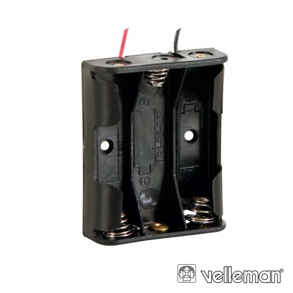 Suporte P/ 3 Pilhas Aa C/ Fio Velleman - Tauu,pt