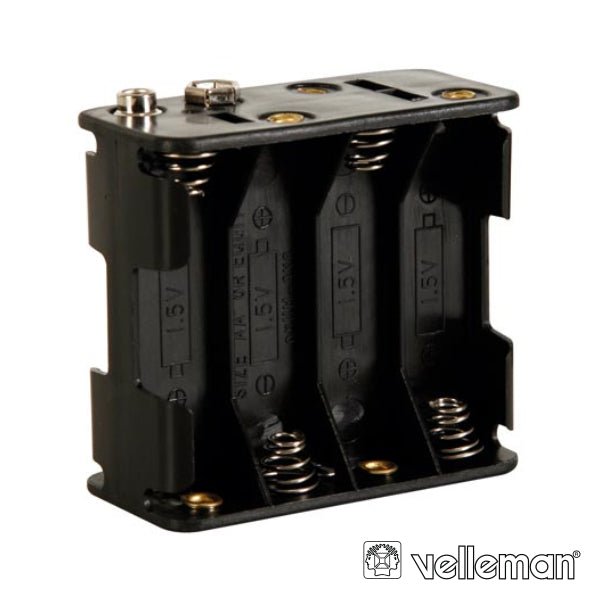 Suporte P/ 8 Pilhas Aa C/ Terminais Clip Velleman - Tauu,pt