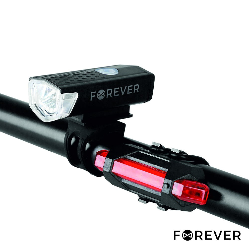 Conjunto Luz Led Dianteira/Traseira P/ Bicicleta Forever - Tauu.pt