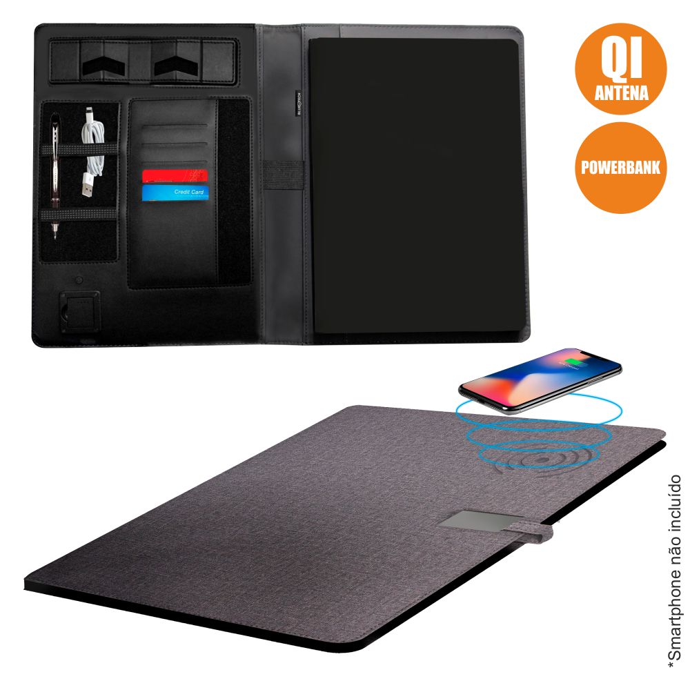 Pasta Organizadora C/ Powerbank E Carregador Indução - Tauu.pt