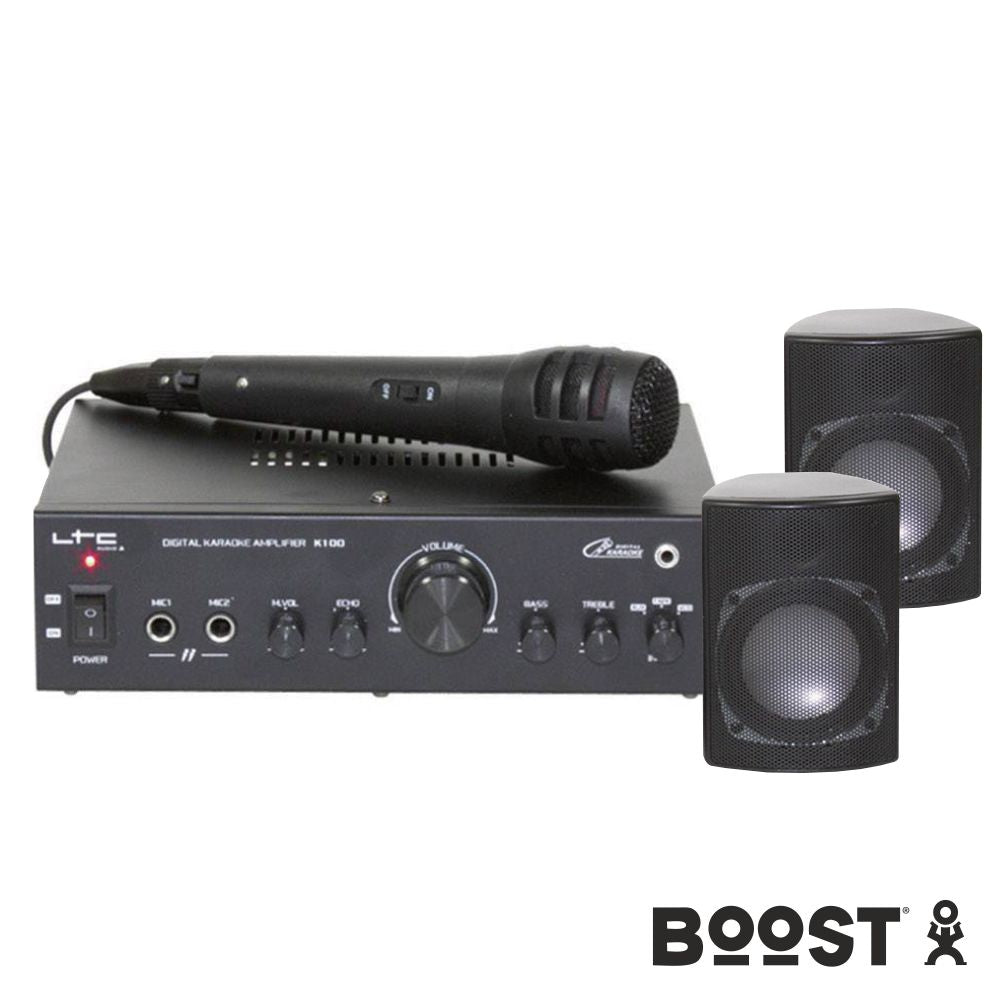 Conjunto Karaoke Amplificador 2X20W 2 Colunas Mic Boost - Tauu,pt