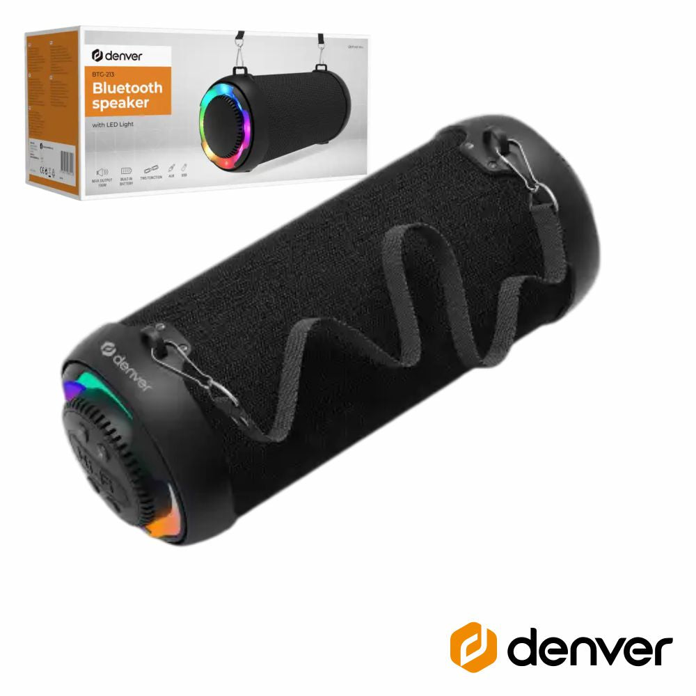 Coluna Bluetooth Portátil 100W Fm/Aux/Usb/Tws Denver - Tauu.pt