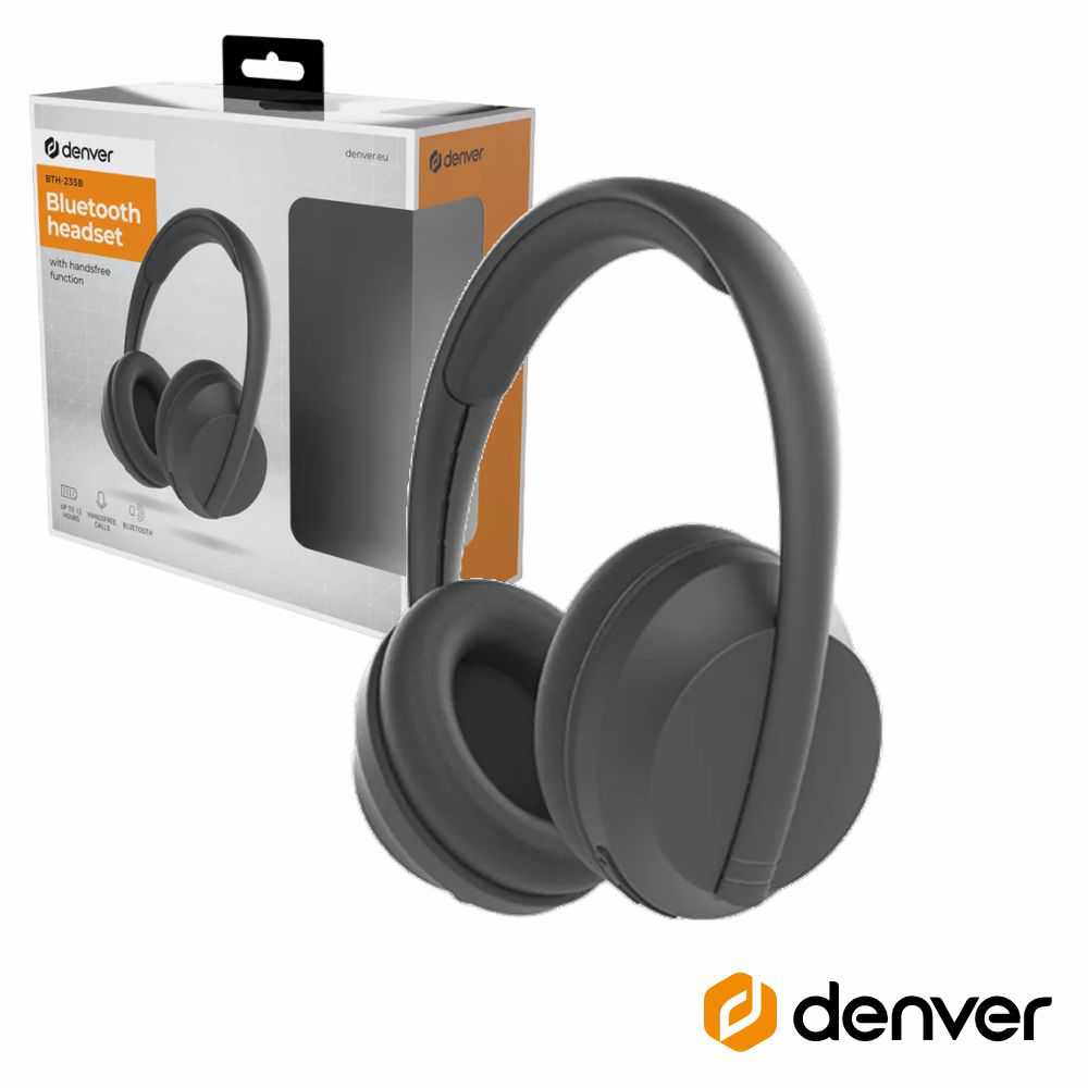Auscultadores Bluetooth S/ Fios Preto Mic Denver - Tauu.pt