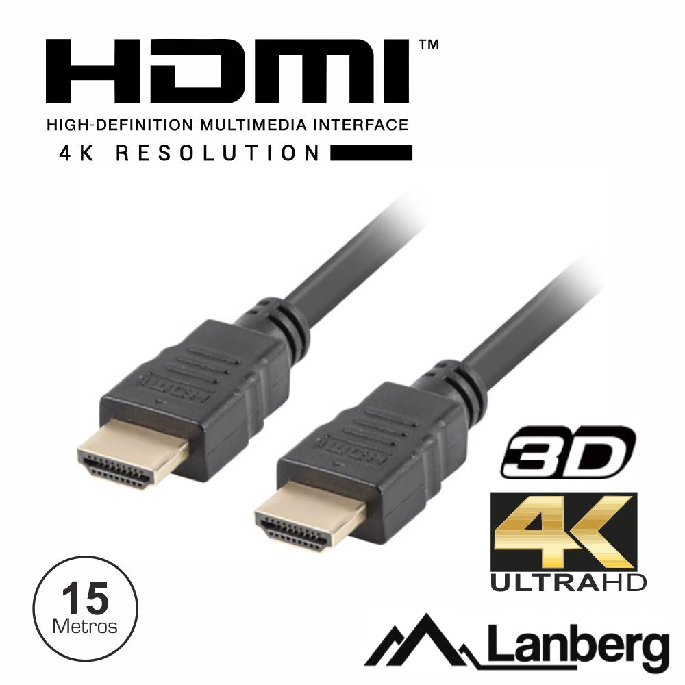 Cabo Hdmi Dourado Macho / Macho 2,0 4K 15M Lanberg - Tauu,pt
