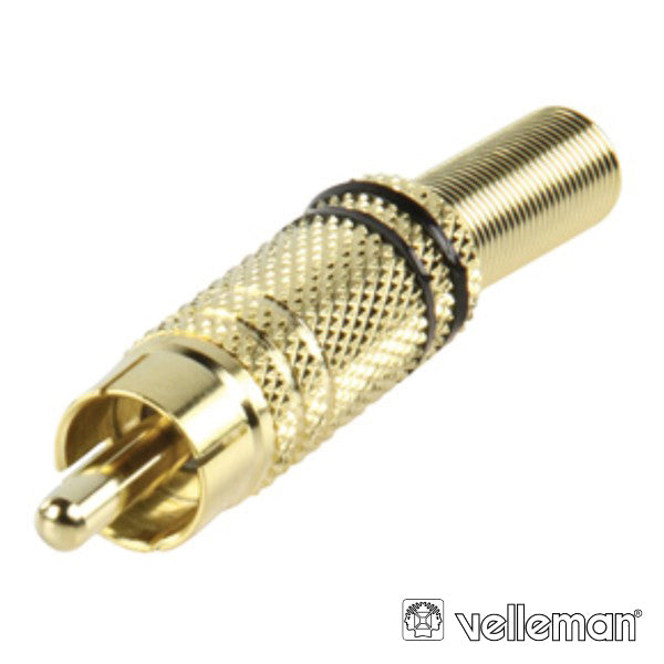 Ficha Rca Macho Dourada-Preta C/ Proteção De Cabo - Tauu.pt