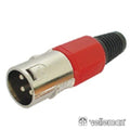 Ficha Xlr 3P Macho Vermelha C/ Blindagem E Bloqueio - Tauu,pt
