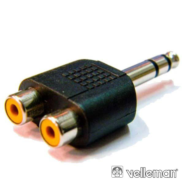 Ficha Adaptadora Jack 6,35Mm Macho St / 2 Rca Fêmea Velleman - Tauu,pt