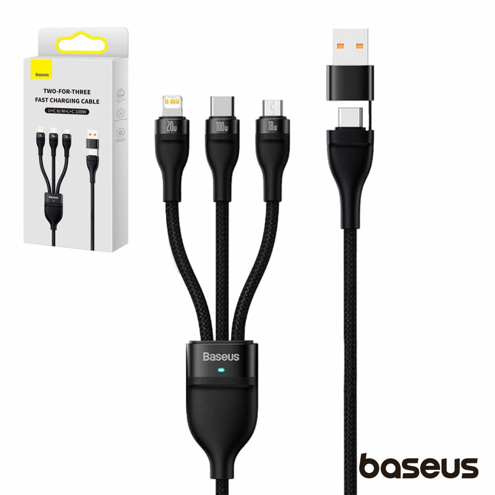 Cabo Usb-A/C Macho/Microusb/Usb-C/Lightning 1.2M 100W Baseus - Tauu.pt