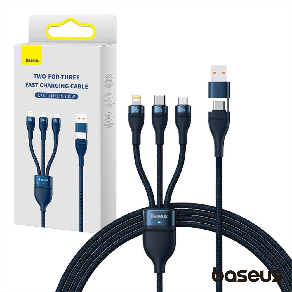 Cabo Usb-A/C Macho/Microusb/Usb-C/Lightning 1,2M 100W Baseus - Tauu,pt