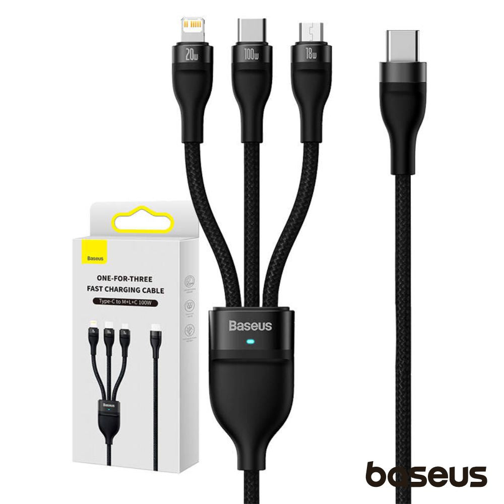 Cabo Usb-C P/ Microusb/Usb-C/Lightning Macho 1,5M 100W - Tauu,pt