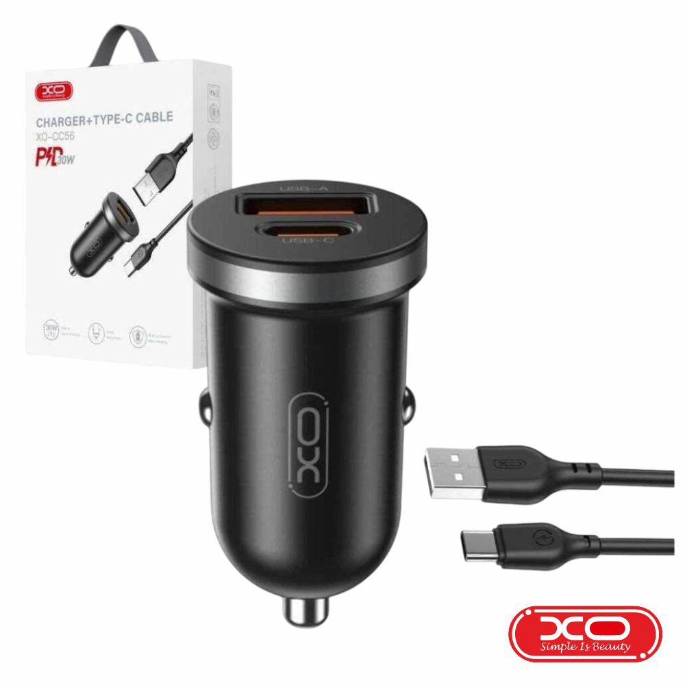 Adaptador Isqueiro Usb-A Pd / Usb-C 30W C/ Cabo Usb-C Xo - Tauu.pt