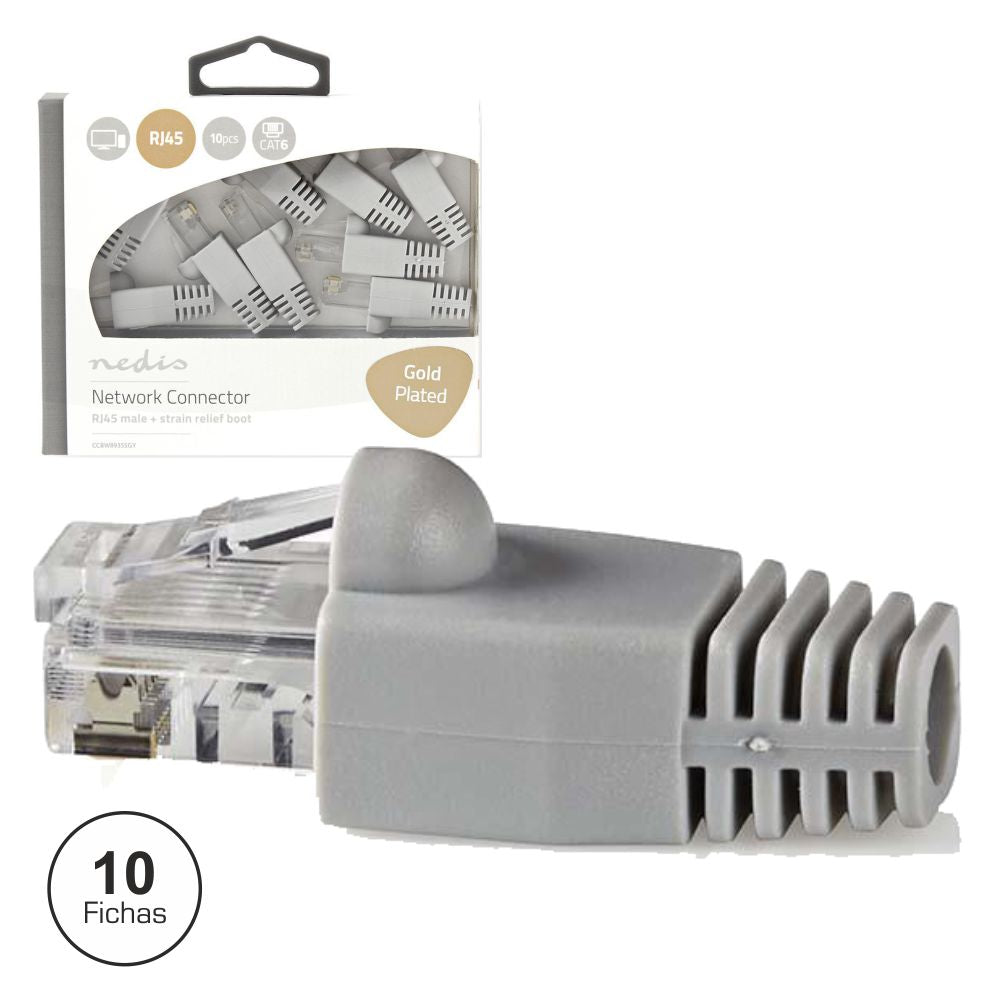 Ficha Rj45 Modular Cat6 8P8C C/ Capa 10X - Tauu,pt