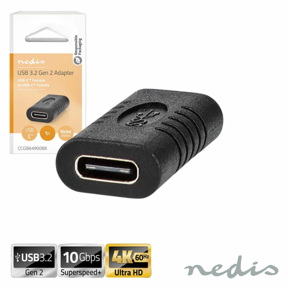 Ficha Adaptadora Usb-C 3.2 Fêmea / Fêmea 10Gbps - Tauu.pt