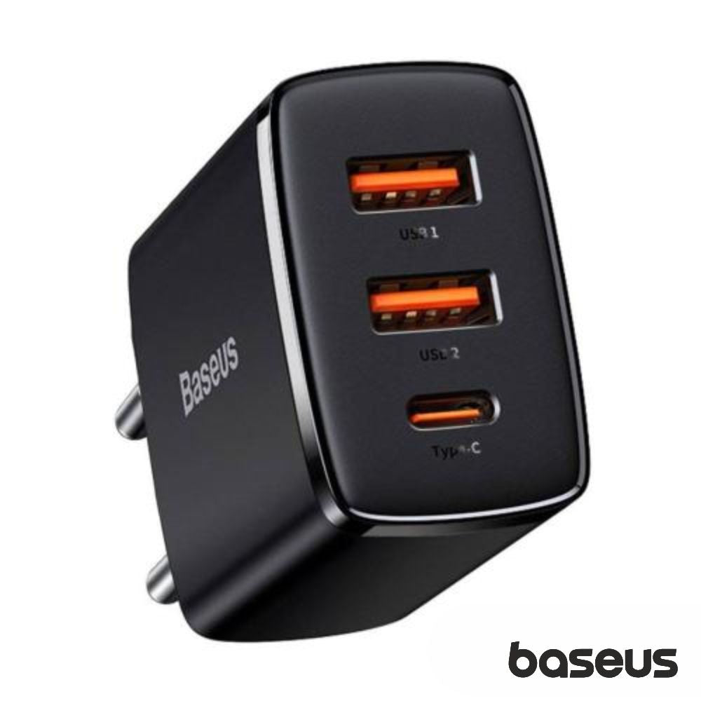 Alimentador Comutado 2 Usb-A / 1 Usb-C Pd 30W Preto Baseus - Tauu.pt