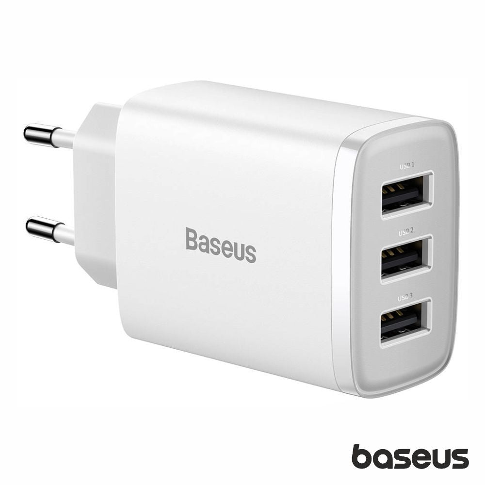 Alimentador Comutado 3 Usb-A 17W Branco Baseus - Tauu,pt