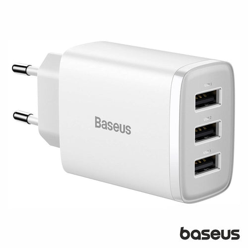 Alimentador Comutado 3 Usb-A 17W Branco Baseus - Tauu.pt