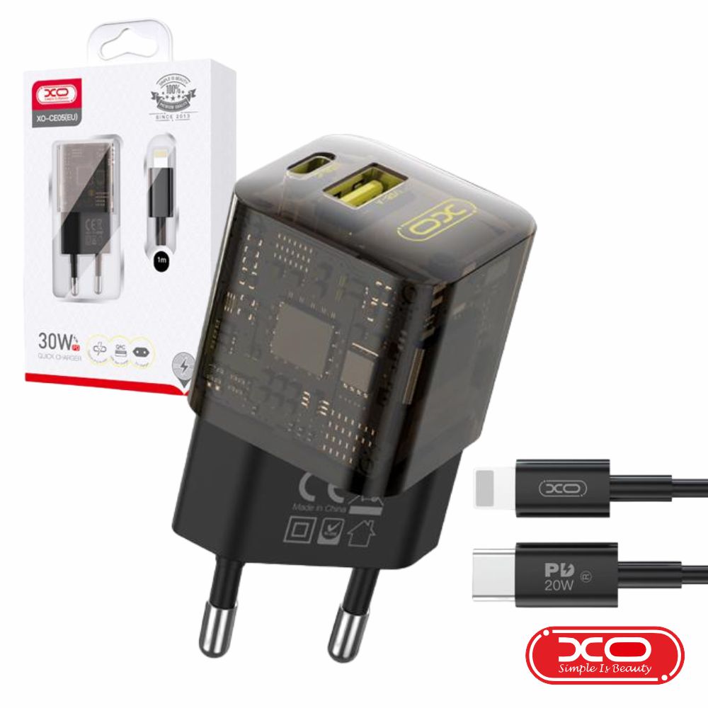 Alimentador Usb-A Qc3.0 18W / Usb-C Pd 30W 3A + Cabo Xo - Tauu.pt