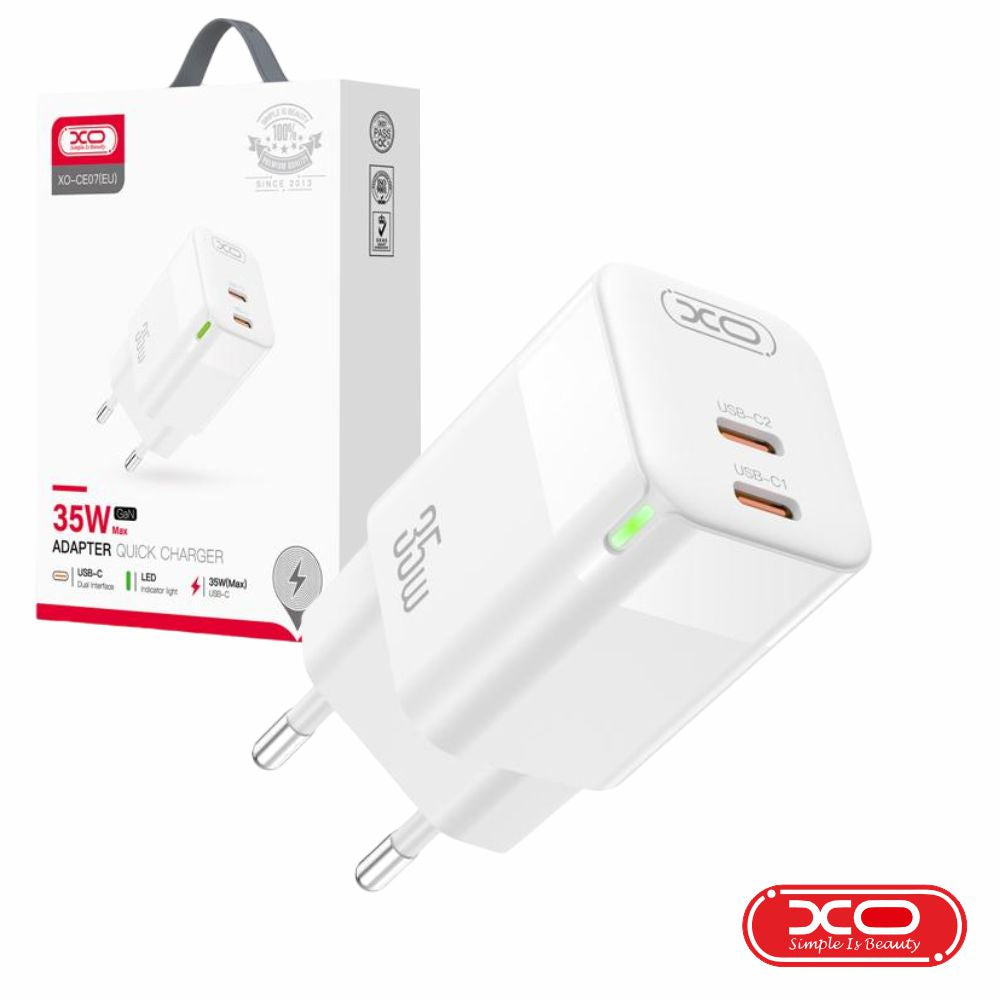 Alimentador 2 Usb-C Pd 35W Gan 3A Branco Xo - Tauu,pt