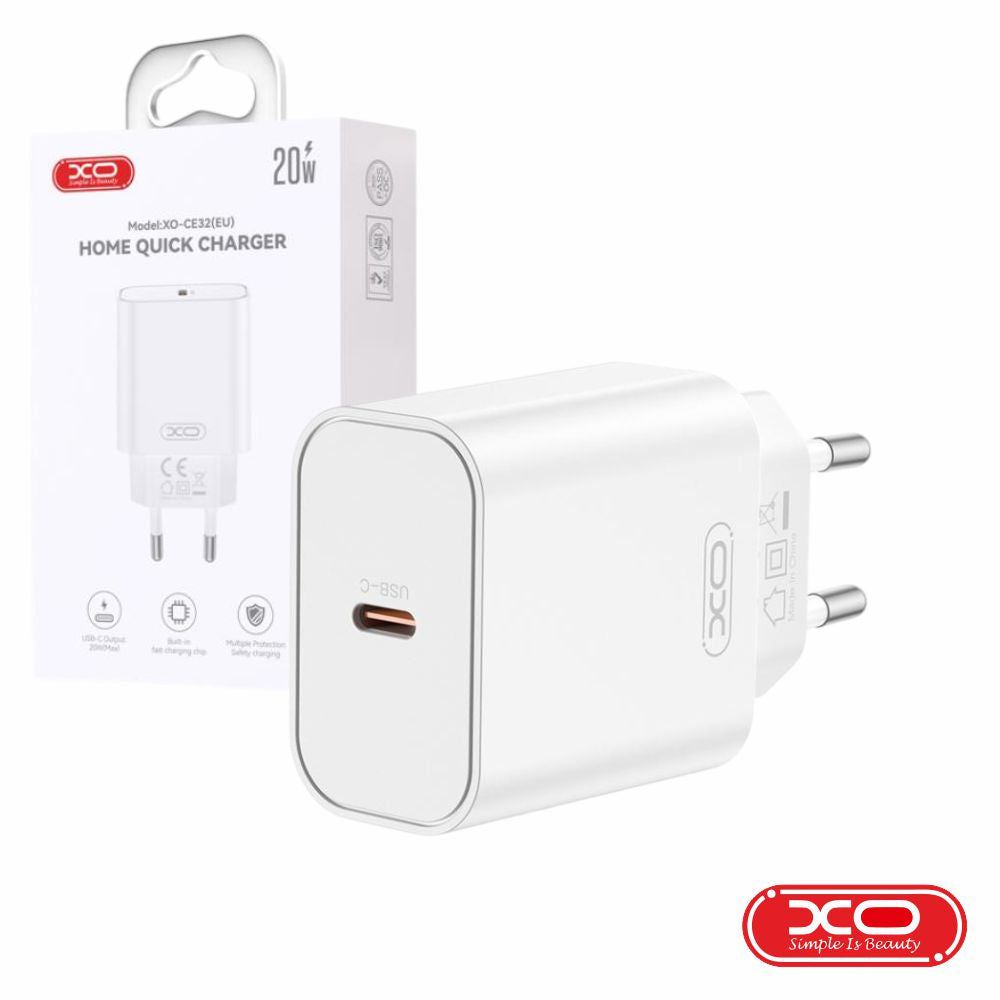 Alimentador Usb-C 20W Pd3.0 + Cabo Usb-C 1M Branco Xo - Tauu.pt