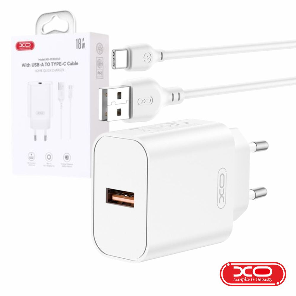 Alimentador Usb-A Qc 3,0 18W + Cabo Usb-A/Usb-C Branco Xo - Tauu,pt