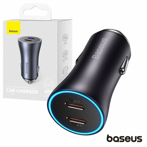 Adaptador Isqueiro 2Xusb-C Pd 40W Golden Contactor Baseus - Tauu.pt