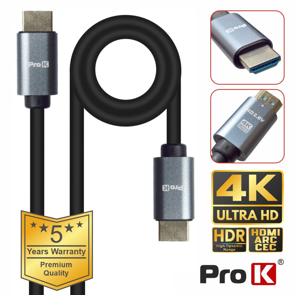 Cabo Hdmi 2,0 Uhd 4K Macho / Macho 3M Prok - Tauu,pt
