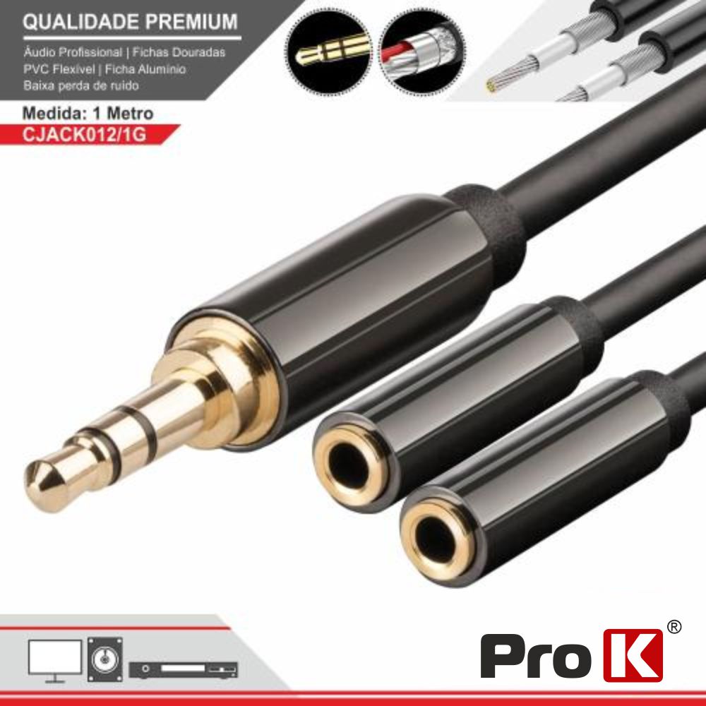 Cabo Jack 3.5Mm Macho / 2 Jack 3.5Mm Fêmea 1M St Prok - Tauu.pt