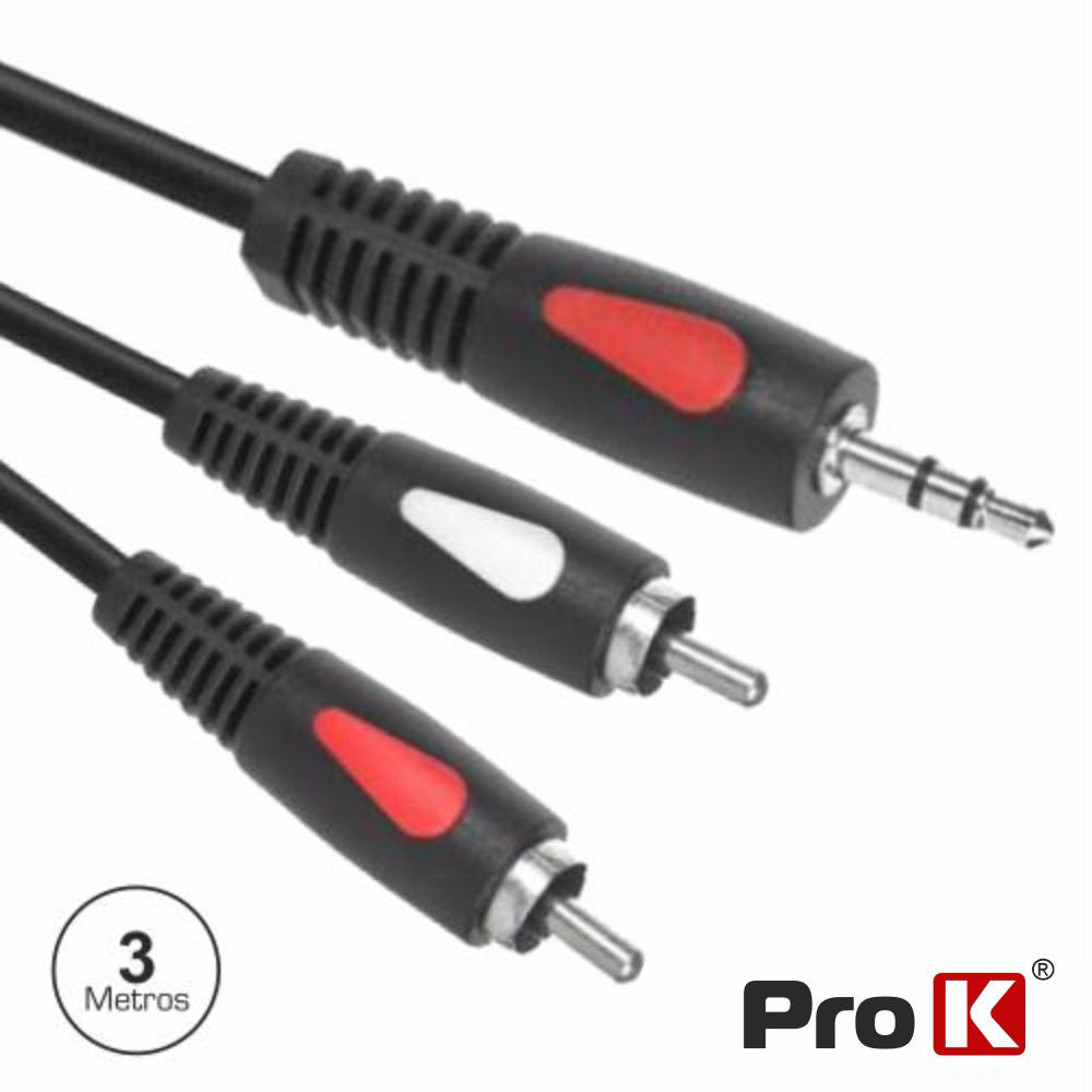 Cabo Jack 3,5Mm Macho St / 2-Rca Macho 3M Prok - Tauu,pt