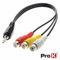 Cabo Jack 3,5Mm Macho St / 3-Rca Fêmea 22Cm Preto Prok - Tauu,pt