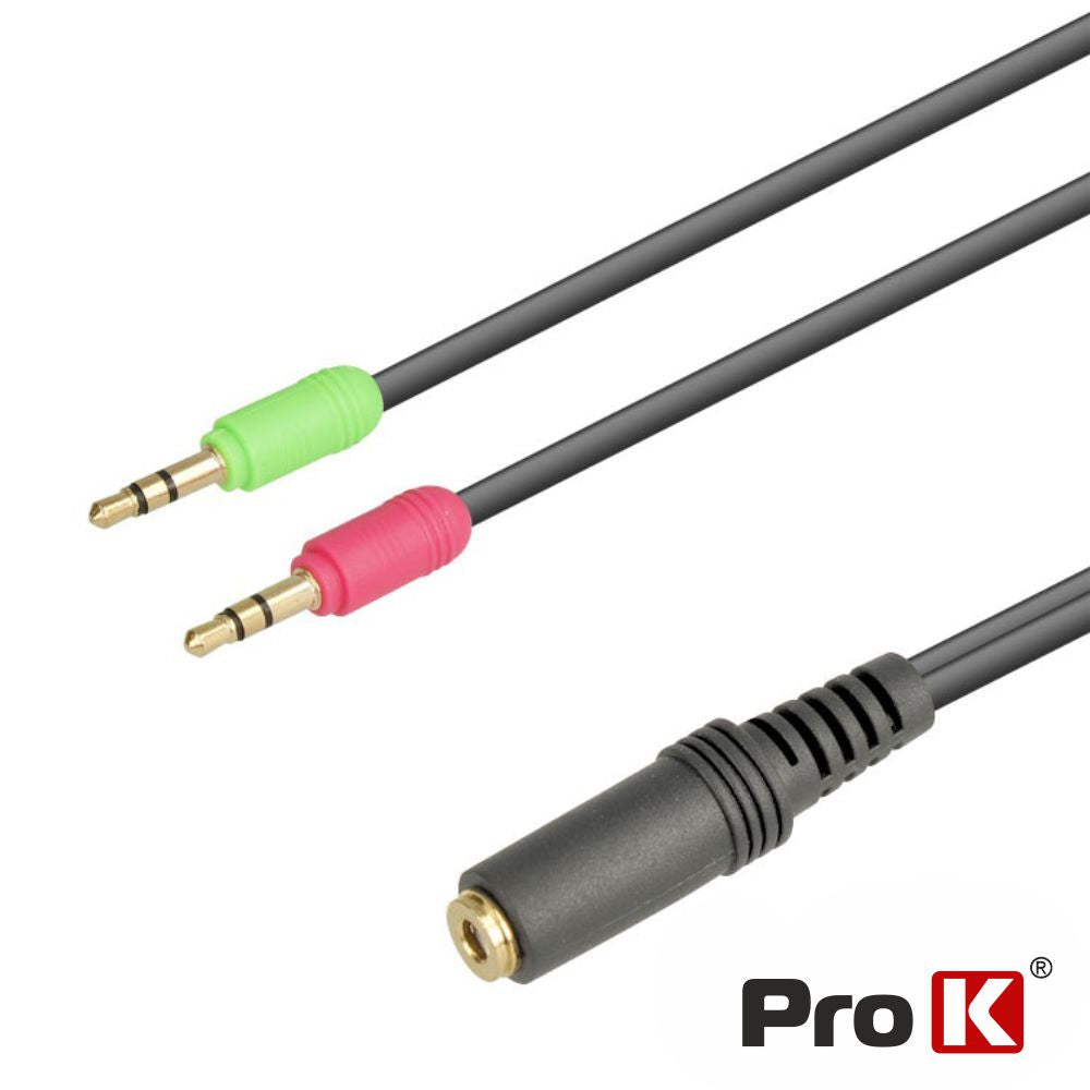Cabo Jack 3,5Mm Femea 4P / 2 Jack 3,5Mm Macho Stereo 0,2M - Tauu,pt