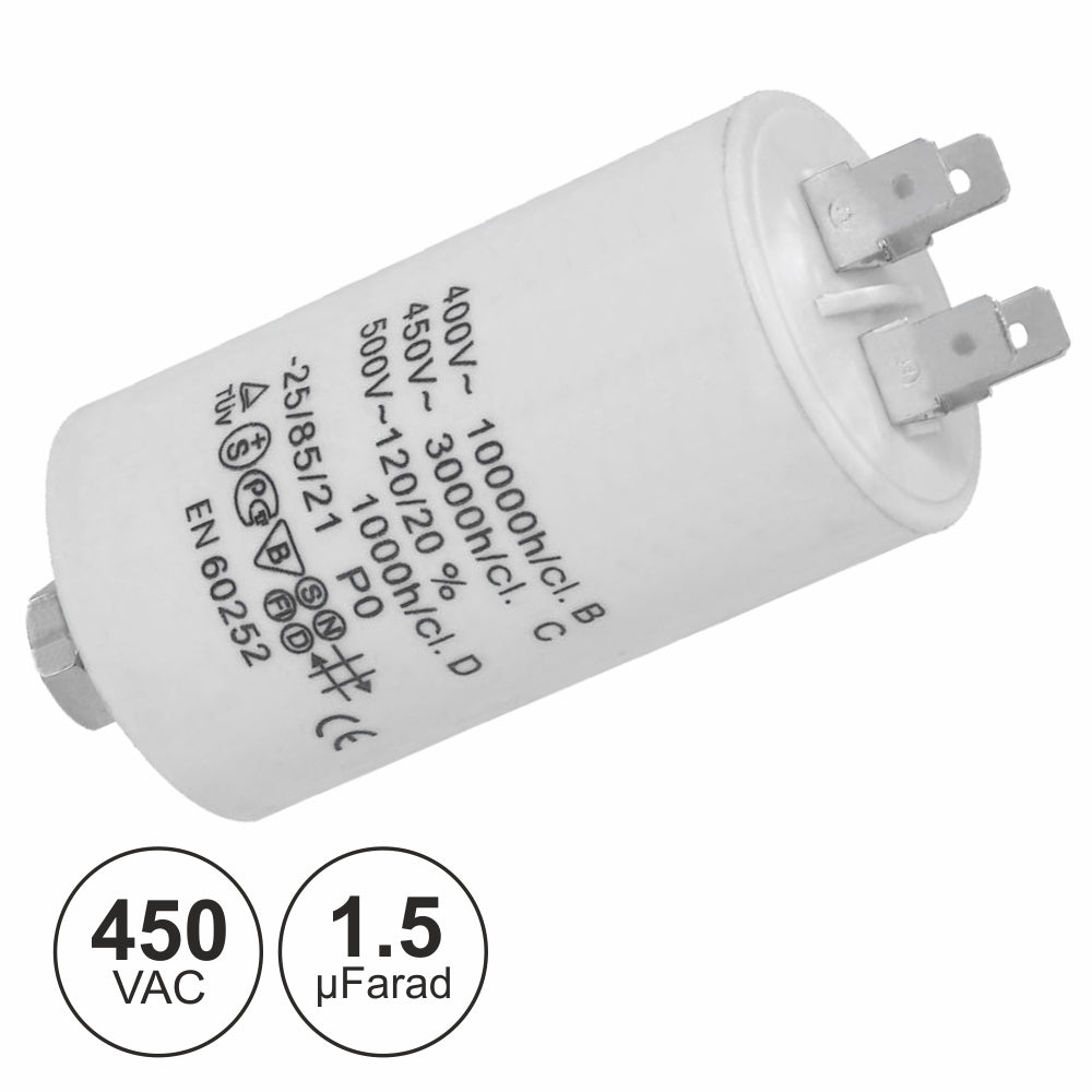 Condensador Arranque 1,5Uf 450V + Terra - Tauu,pt