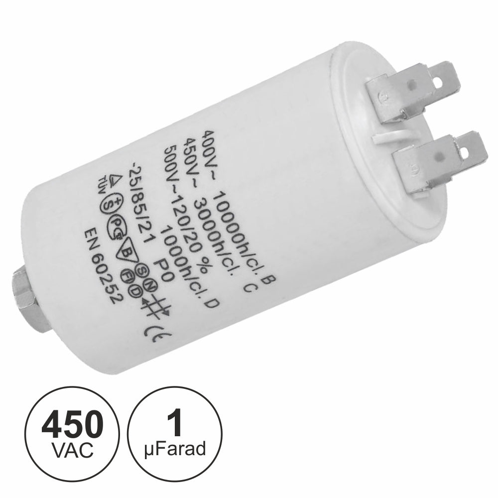 Condensador Arranque 1Uf 450V + Terra - Tauu,pt