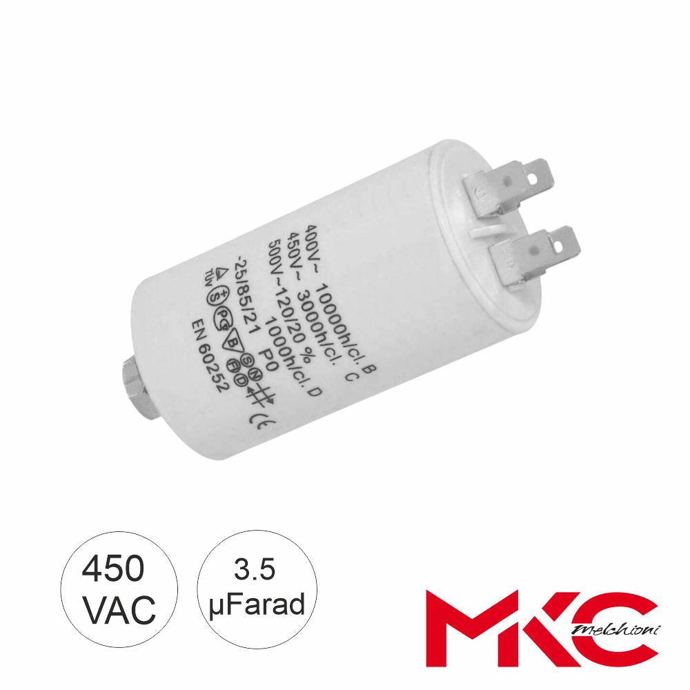 Condensador Arranque 3,5Uf 450V C/ Terminais Faston - Tauu,pt