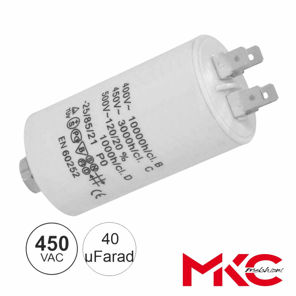 Condensador Arranque 40Uf 450V C/ Terminais Faston - Tauu,pt