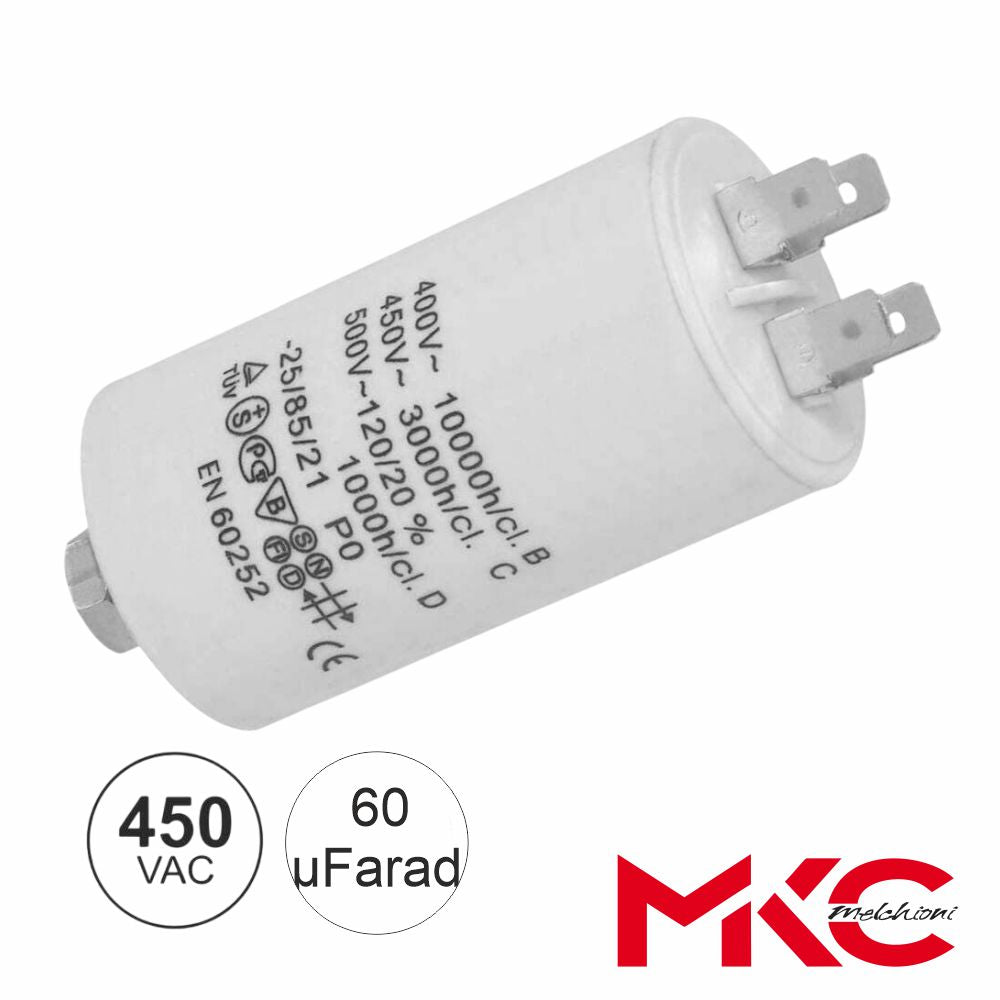 Condensador Arranque 60Uf 450V C/ Terminais Faston - Tauu,pt