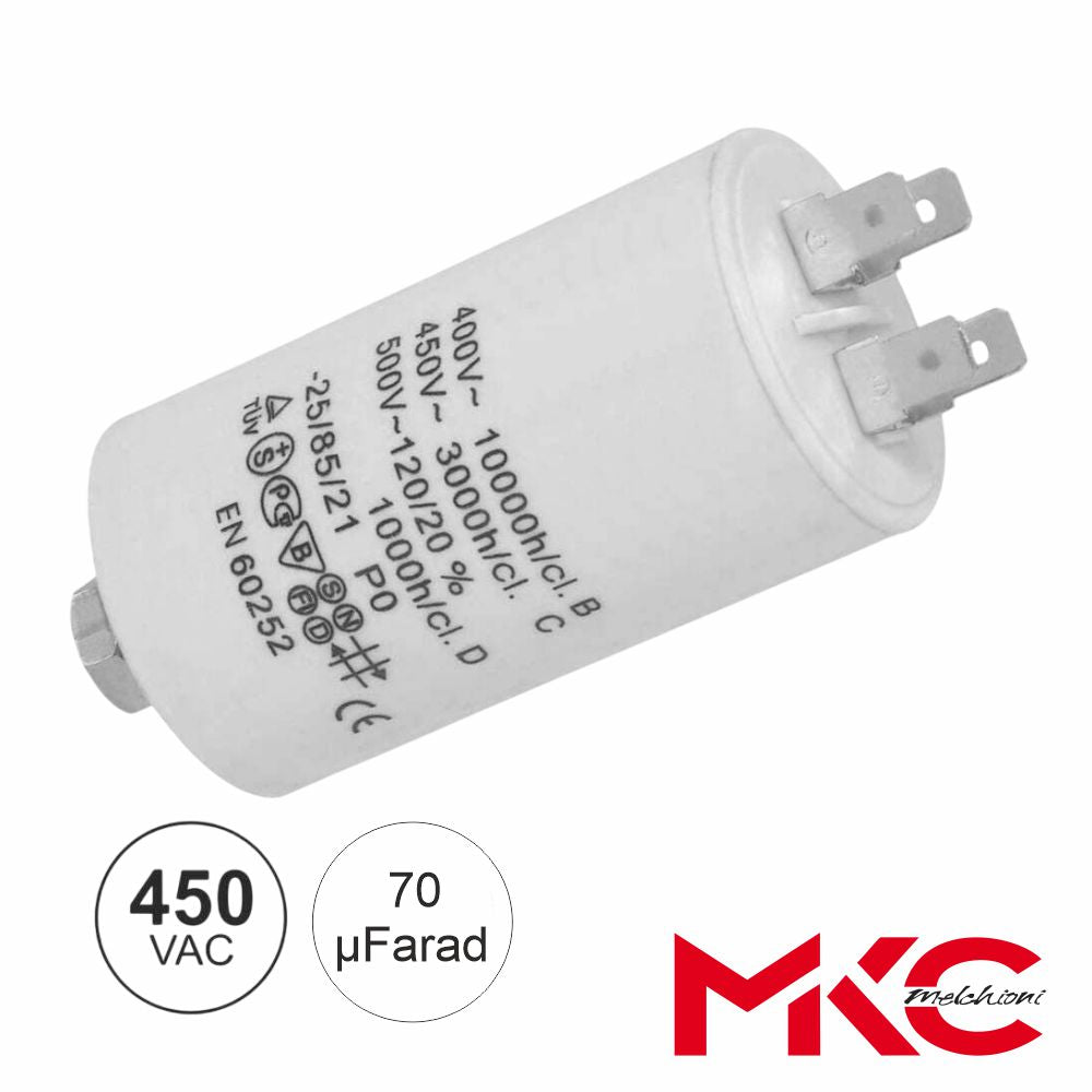 Condensador Arranque 70Uf 450V C/ Terminais Faston - Tauu,pt