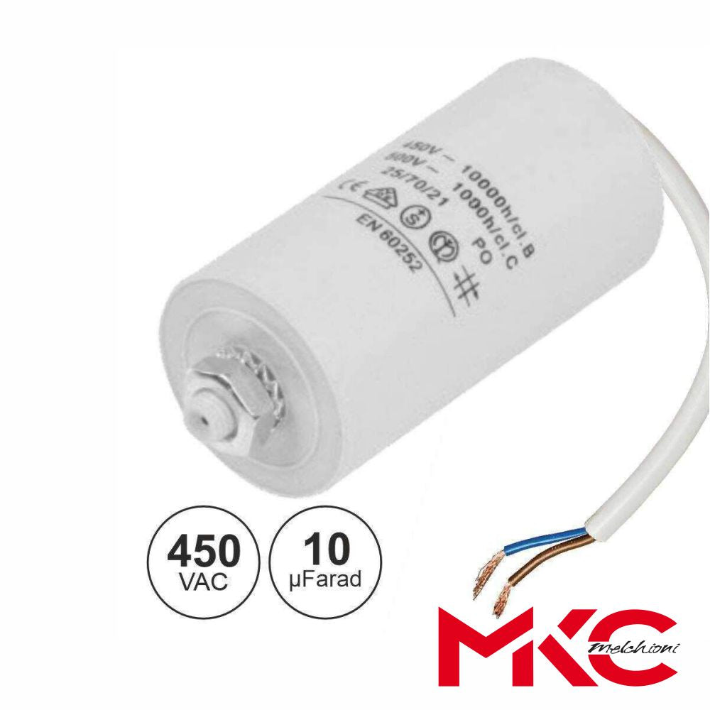 Condensador Arranque 10Uf 450V C/ Fios - Tauu.pt