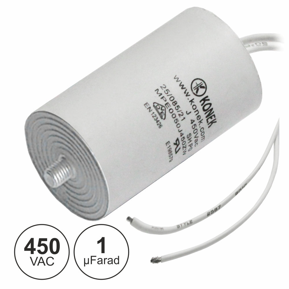 Condensador Arranque 1Uf 450V + Terra C/ Fios - Tauu,pt