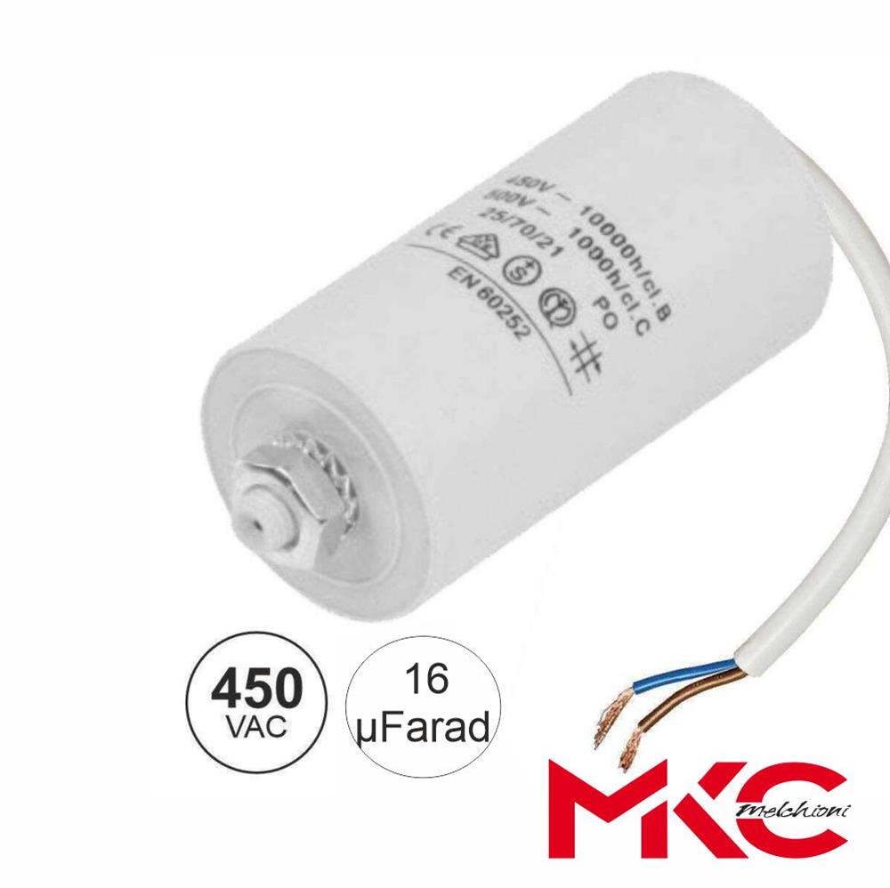 Condensador Arranque 16Uf 450V C/ Fios - Tauu.pt