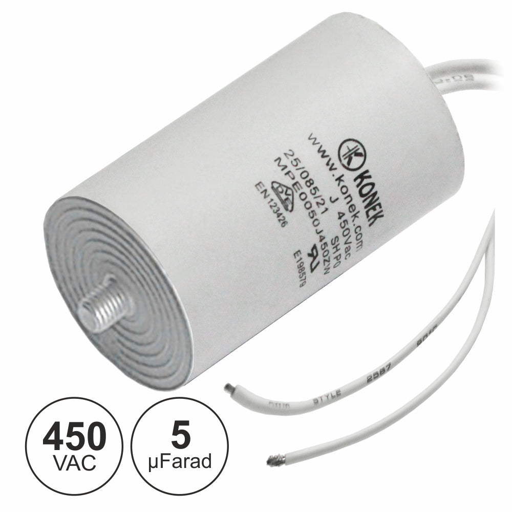 Condensador Arranque 5Uf 450V + Terra C/ Fios - Tauu,pt