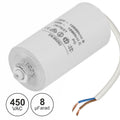 Condensador Arranque 8Uf 450V + Terra C/ Fios - Tauu,pt