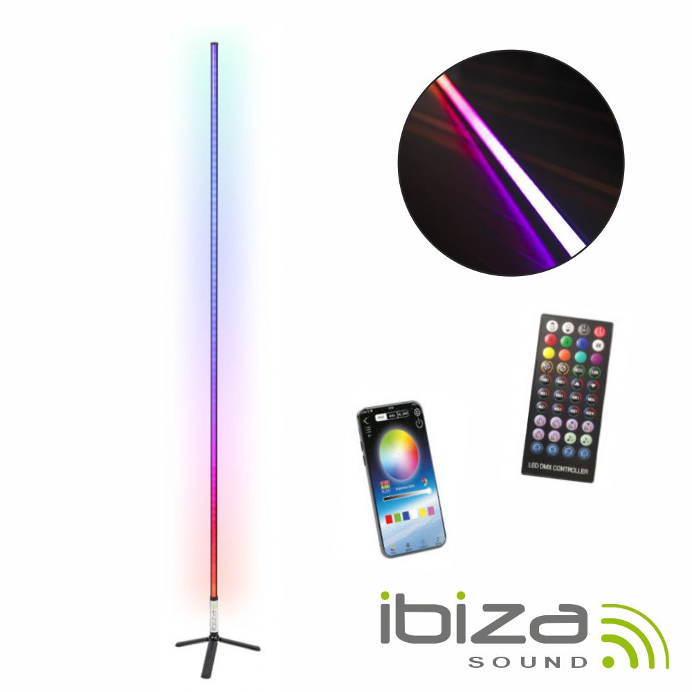 Tubo Led Rgb 1M Bluetooth C/ Suporte Preto Ibiza - Tauu.pt