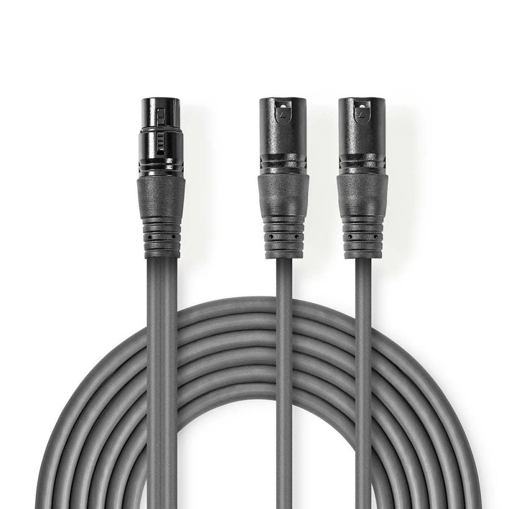 Cabo 2X Xlr 3P Macho /  Xlr 3P Fêmea 1,5M Cinzento - Tauu,pt