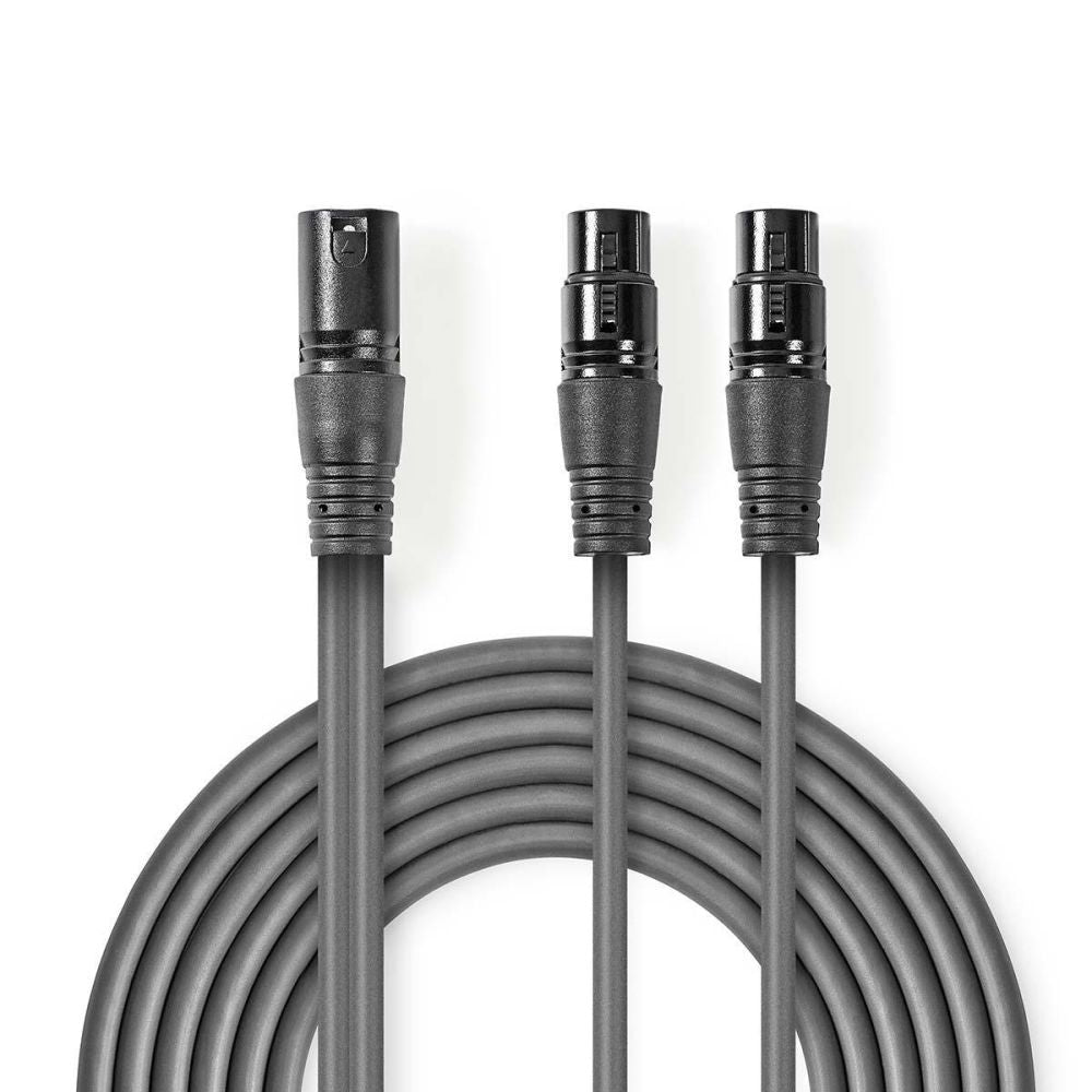 Cabo 2X Xlr 3P Fêmea / Xlr 3P Macho 1.5M Cinzento - Tauu.pt