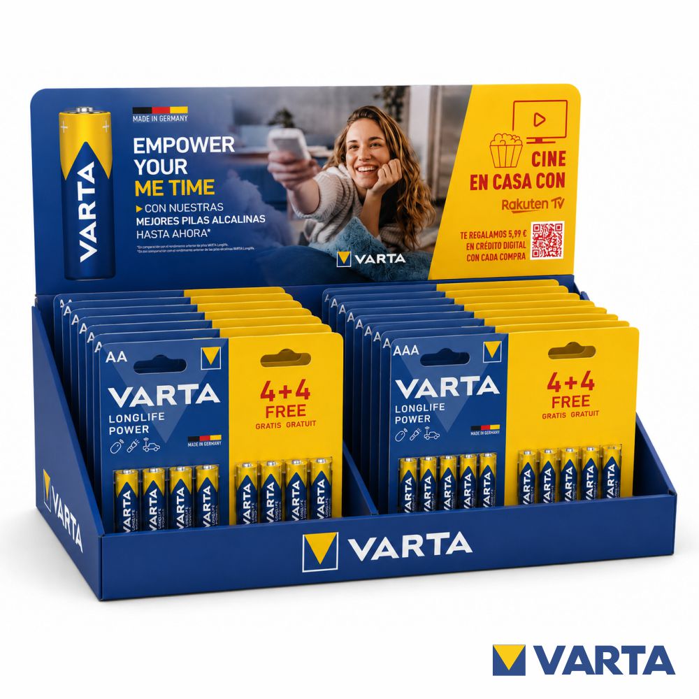 Expositor C/ 23 Blisters De Pilhas Longlife Power 4+4 Varta - Tauu.pt
