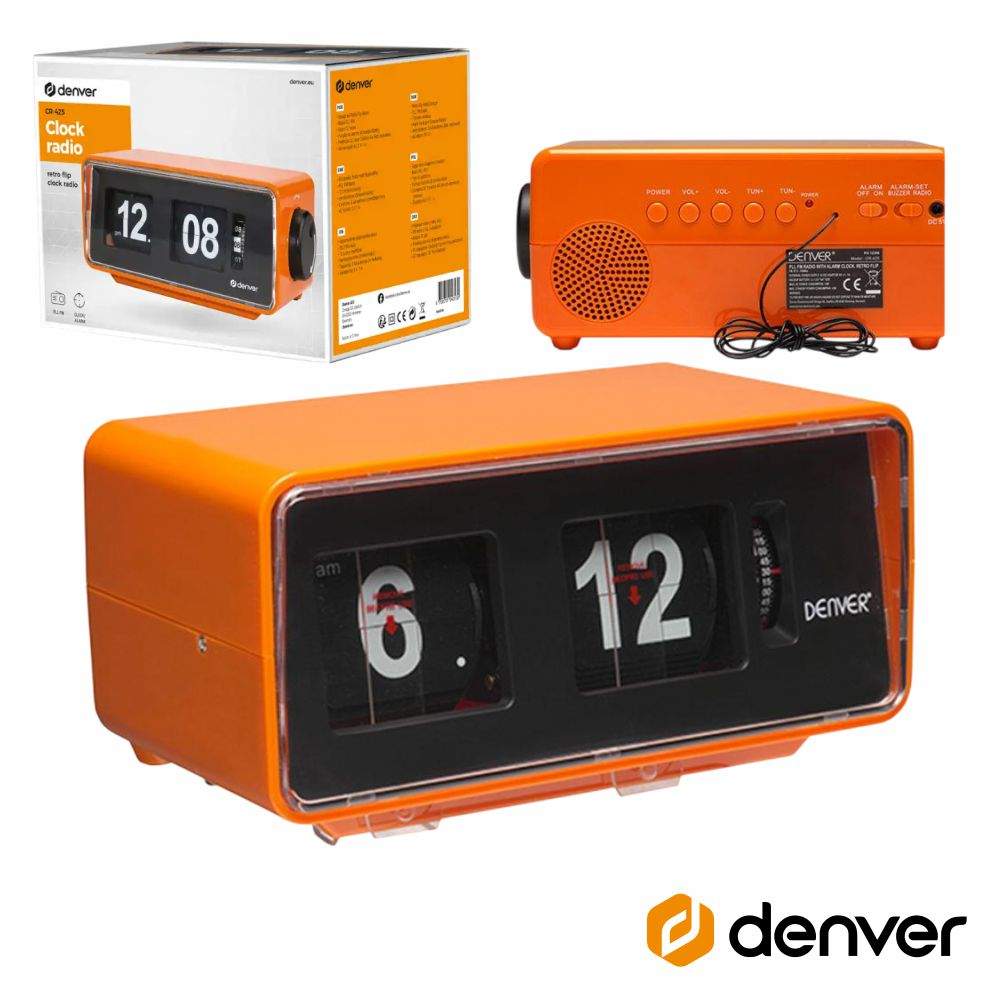 Relógio Despertador Fm Pll Retro Laranja C/ Palhetas Denver - Tauu.pt