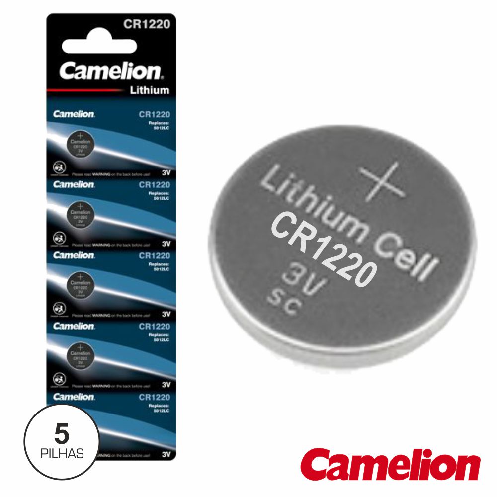 Pilha Lithium Botão Cr1220 3V 38Ma 5X Blister Camelion - Tauu,pt
