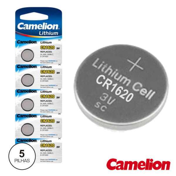 Pilha Lithium Botão Cr1620 3V 70Ma 5X Blister Camelion - Tauu.pt